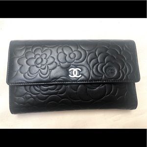 Chanel Calfskin & Silver-Tone Metal Wallet